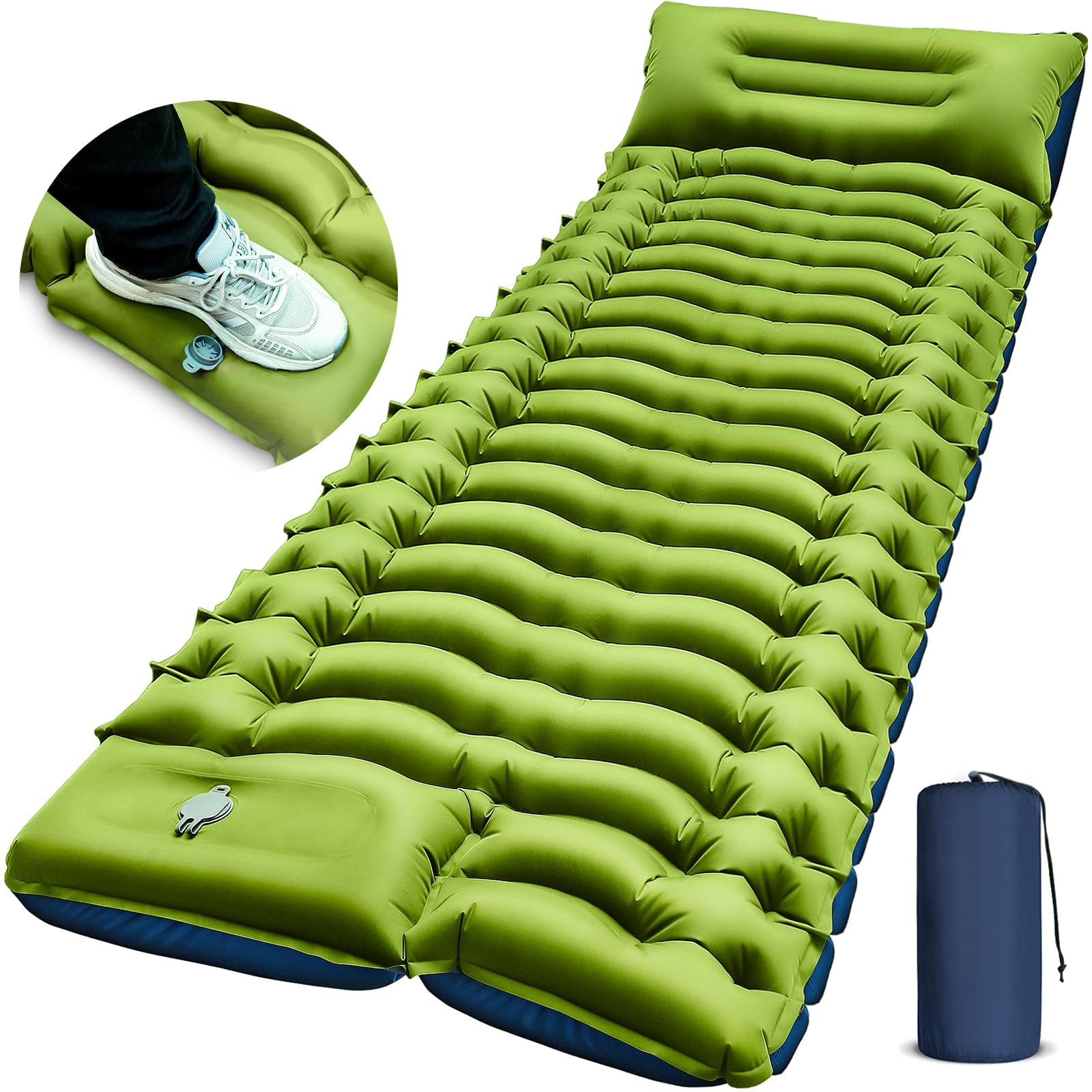 FUN PAC Camping Sleeping Pad with Built-in Foot Pump